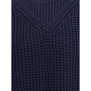 Jil Sander Blauer Fleece-Wollpullover