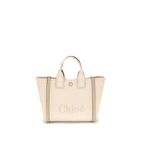 Chloé Beigefarbene Baumwollhandtasche