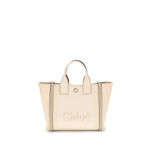 Chloé Beigefarbene Baumwollhandtasche