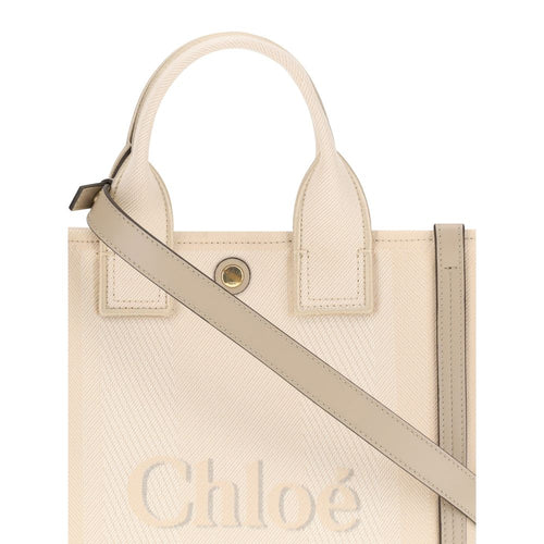 Chloé Beigefarbene Baumwollhandtasche