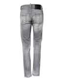 Dsquared² Graue verwaschene Denim-Jeans mit mittlerer Taille, konisch zulaufend
