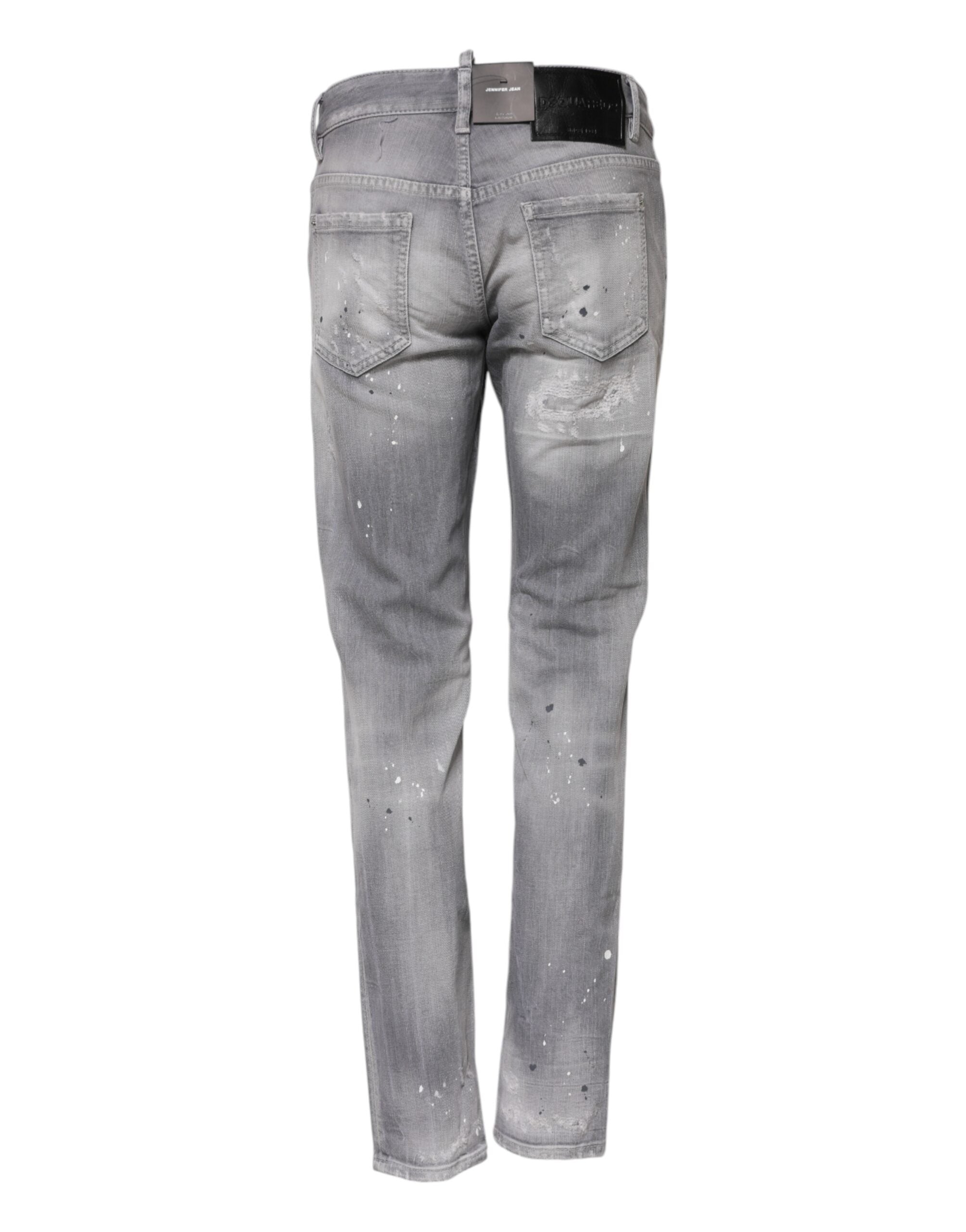 Dsquared² Graue verwaschene Denim-Jeans mit mittlerer Taille, konisch zulaufend