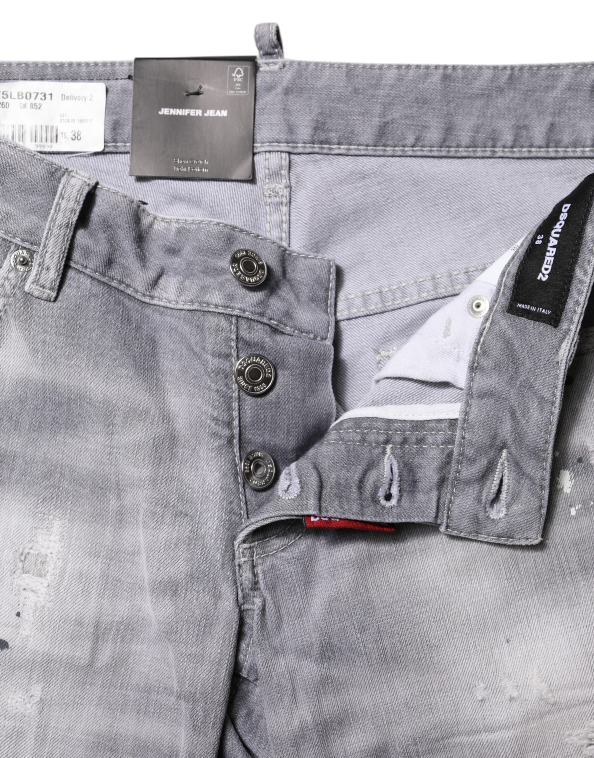 Dsquared² Graue verwaschene Denim-Jeans mit mittlerer Taille, konisch zulaufend