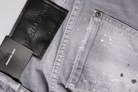 Dsquared² Graue verwaschene Denim-Jeans mit mittlerer Taille, konisch zulaufend