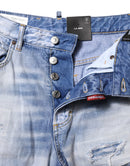 Dsquared² Blau gewaschene Jeans mit hoher Taille und weitem Bein