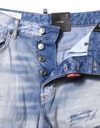 Dsquared² Blau gewaschene Jeans mit hoher Taille und weitem Bein
