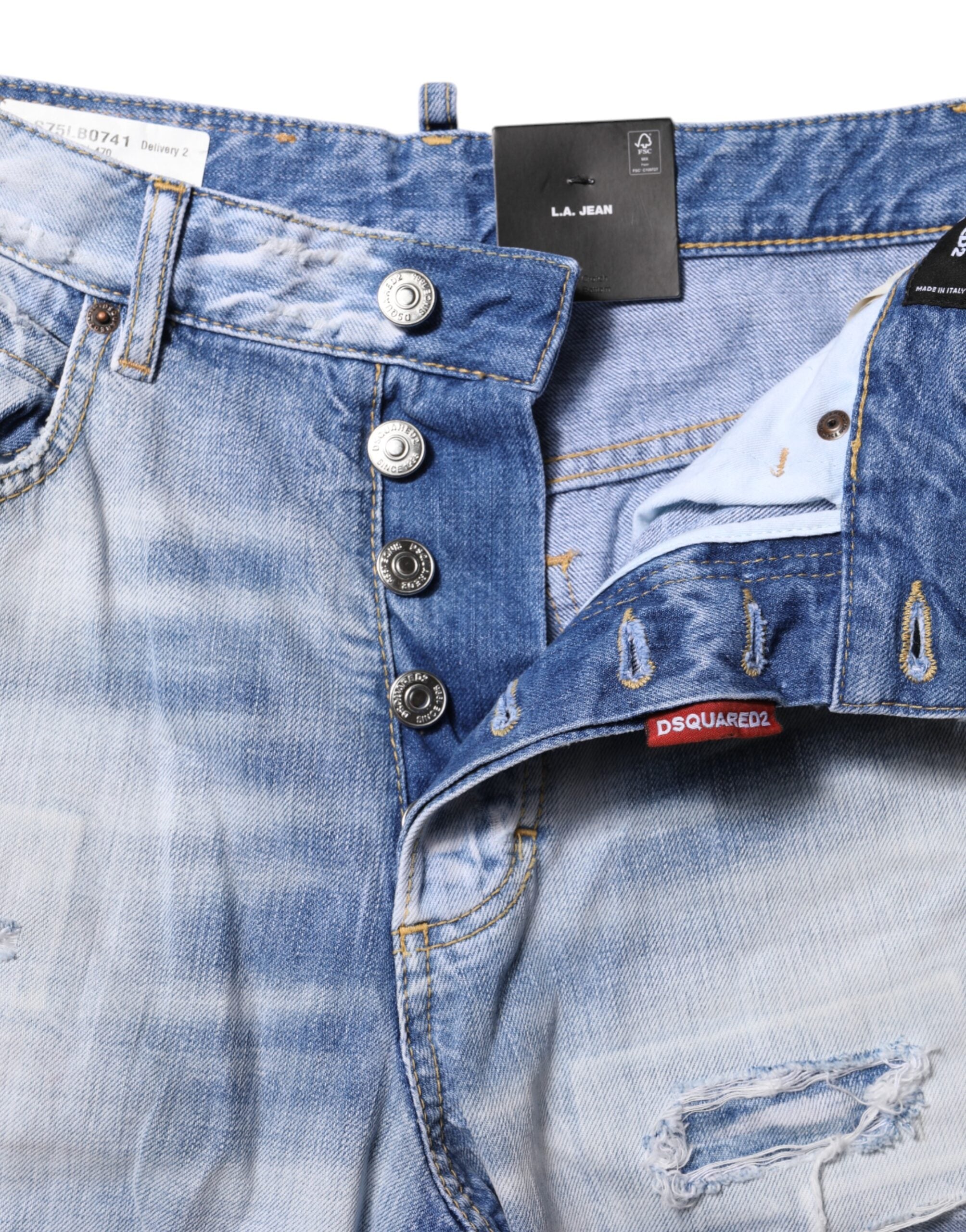Dsquared² Blau gewaschene Jeans mit hoher Taille und weitem Bein