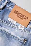 Dsquared² Blau gewaschene Jeans mit hoher Taille und weitem Bein