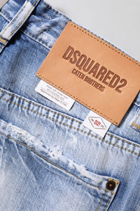 Dsquared² Blau gewaschene Jeans mit hoher Taille und weitem Bein
