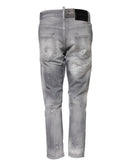 Dsquared² Graue verwaschene Jeans mit mittlerer Taille, konisch zulaufend