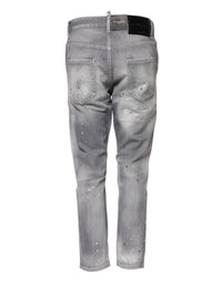 Dsquared² Graue verwaschene Jeans mit mittlerer Taille, konisch zulaufend