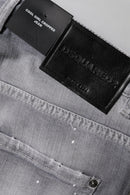 Dsquared² Graue verwaschene Jeans mit mittlerer Taille, konisch zulaufend