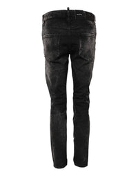 Dsquared² Schwarze verwaschene Denim-Jeans mit mittlerer Taille, konisch zulaufend