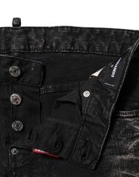 Dsquared² Schwarze verwaschene Denim-Jeans mit mittlerer Taille, konisch zulaufend
