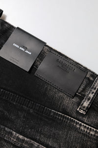 Dsquared² Schwarze verwaschene Denim-Jeans mit mittlerer Taille, konisch zulaufend