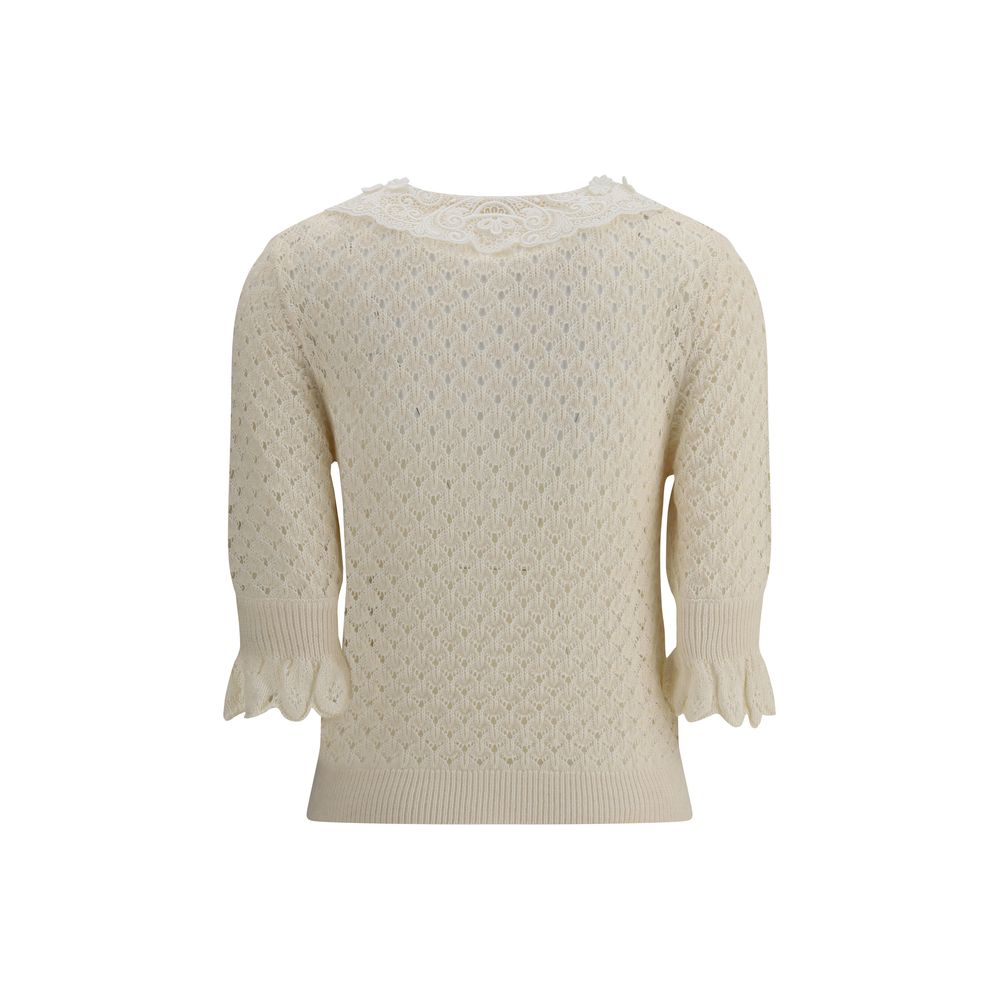 Chloé Baumwoll-Sweatshirt in Creme