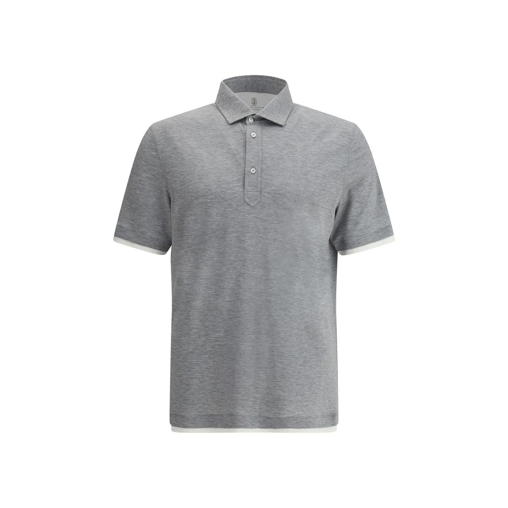 Brunello Cucinelli Graues Baumwoll-Poloshirt