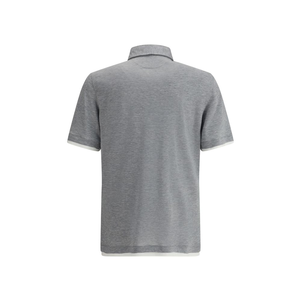 Brunello Cucinelli Graues Baumwoll-Poloshirt