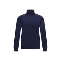 Valentino Blauer Rollkragenpullover aus Fleece-Wolle