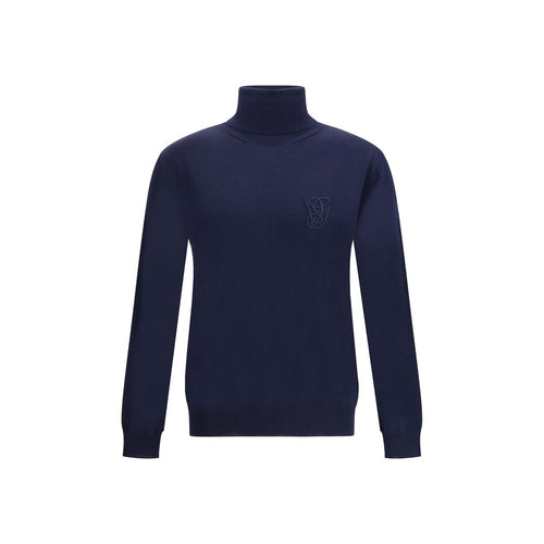 Valentino Blauer Rollkragenpullover aus Fleece-Wolle