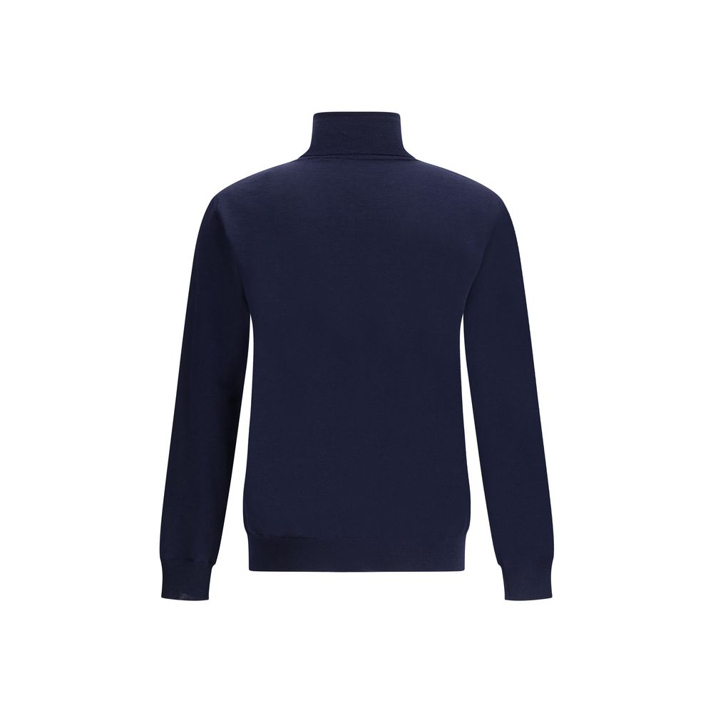 Valentino Blauer Rollkragenpullover aus Fleece-Wolle