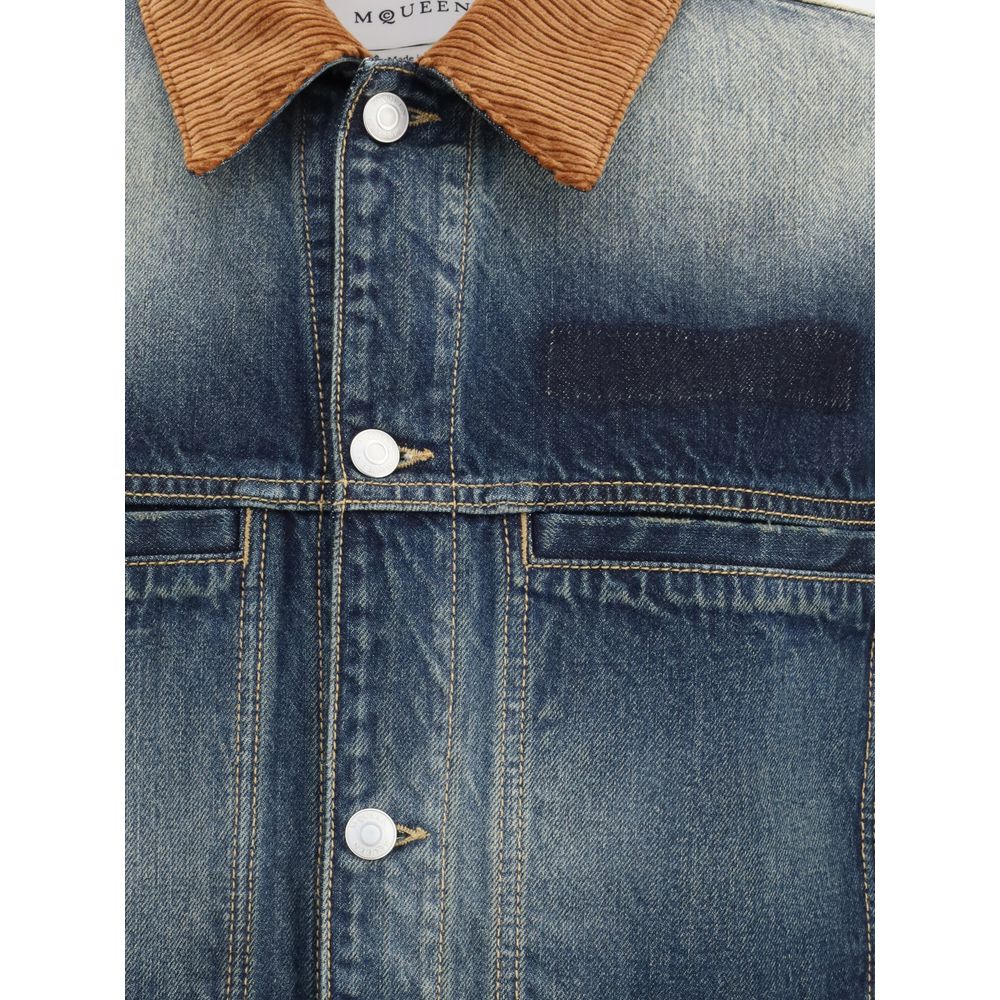 Alexander McQueen Baumwoll-Denim-Jacke in Blau