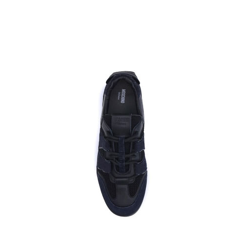 Moschino Schwarze Kalbshaut Bos Taurus Sportschuhe