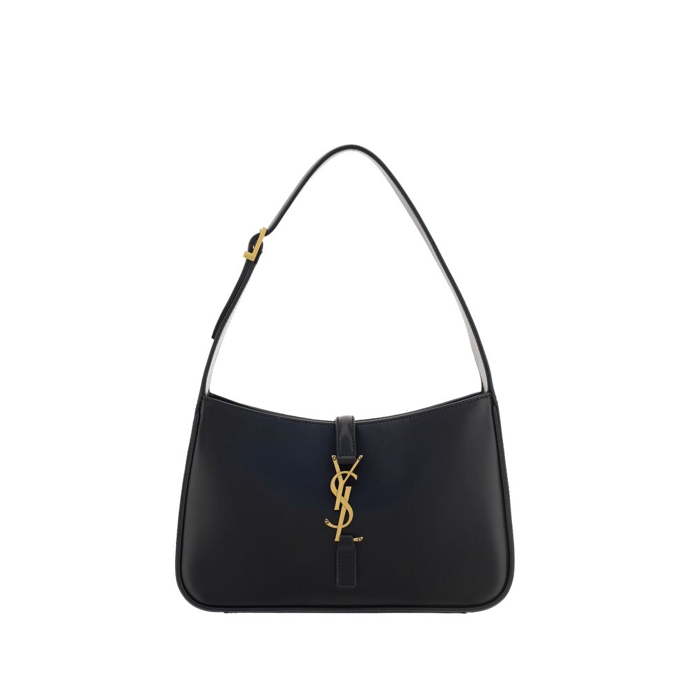 Saint Laurent Schwarze Kalbshaut Bos Taurus Schultertasche