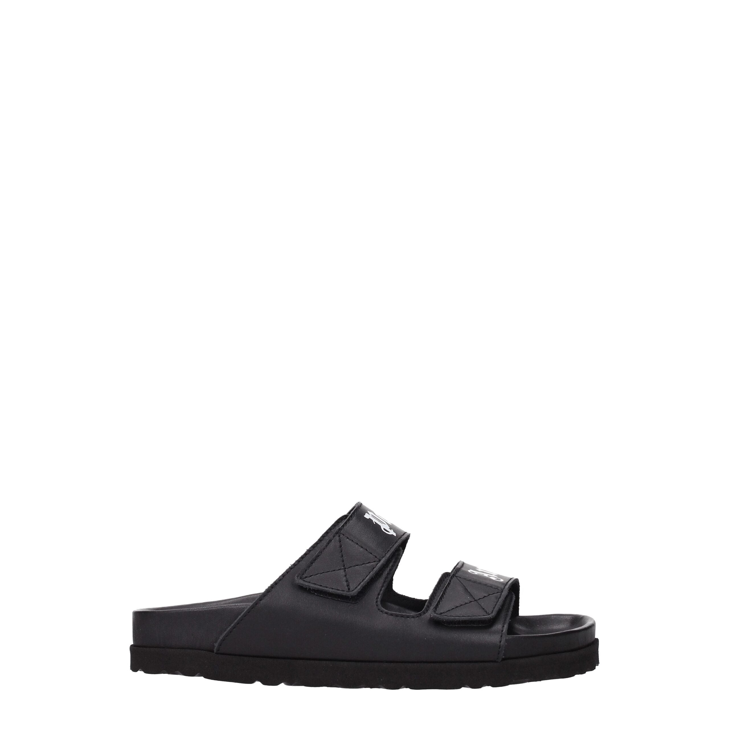 Palm Angels Schwarze Lederpantoffeln Sandalen