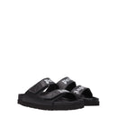 Palm Angels Schwarze Lederpantoffeln Sandalen