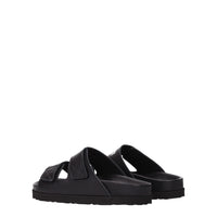 Palm Angels Schwarze Lederpantoffeln Sandalen