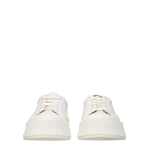 Jil Sander White Leather Platform Sneakers