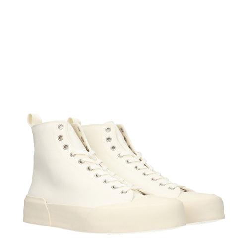 Jil Sander beige high-top sneakers made of fabric
