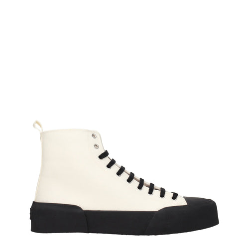 Jil Sander beige high-top sneakers made of fabric