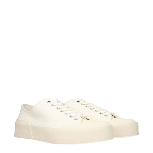 Jil Sander beige fabric low-top sneakers