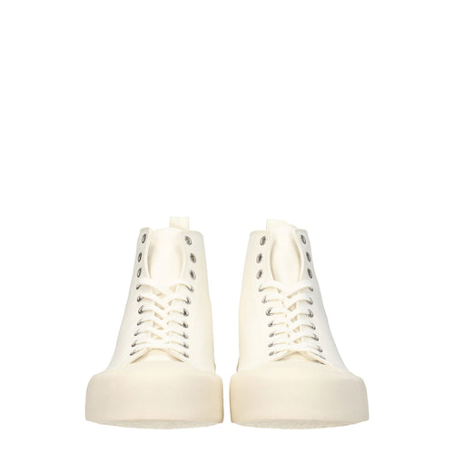 Jil Sander beige high-top sneakers made of fabric