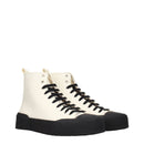 Jil Sander beige high-top sneakers made of fabric
