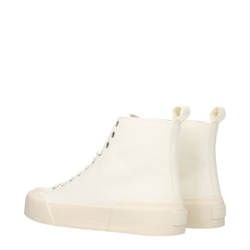 Jil Sander beige high-top sneakers made of fabric
