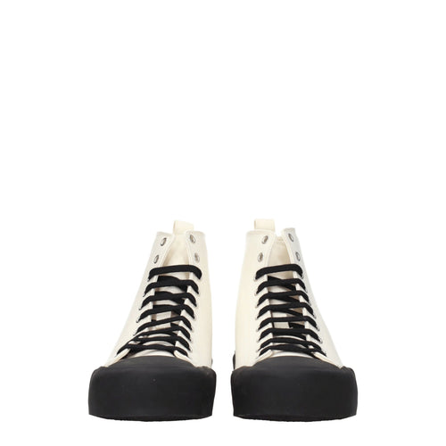 Jil Sander beige high-top sneakers made of fabric
