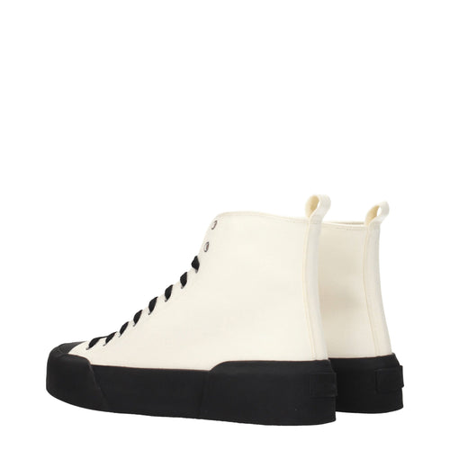 Jil Sander beige high-top sneakers made of fabric