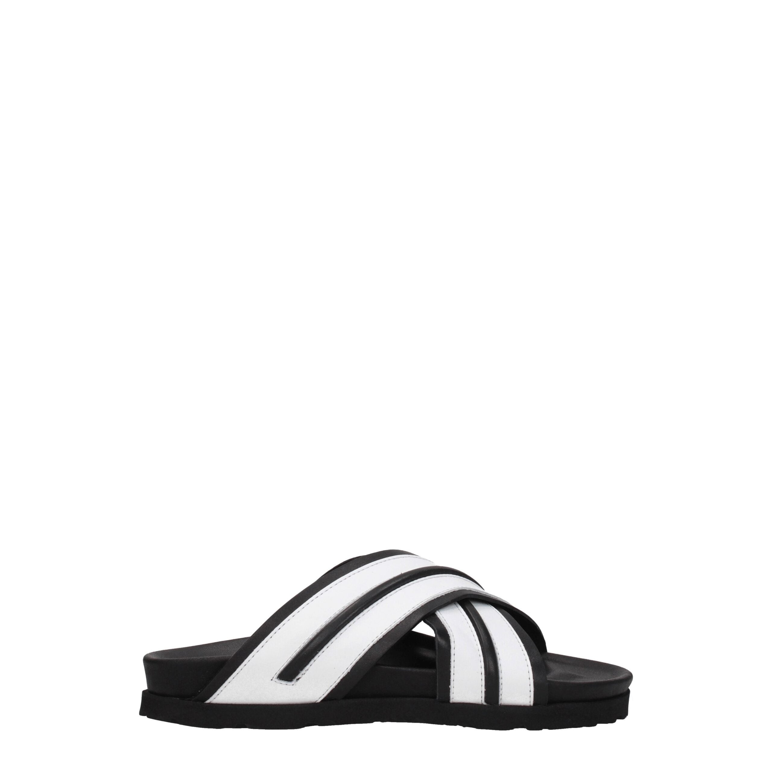 Palm Angels Weiße Lederpantoffeln Sandalen