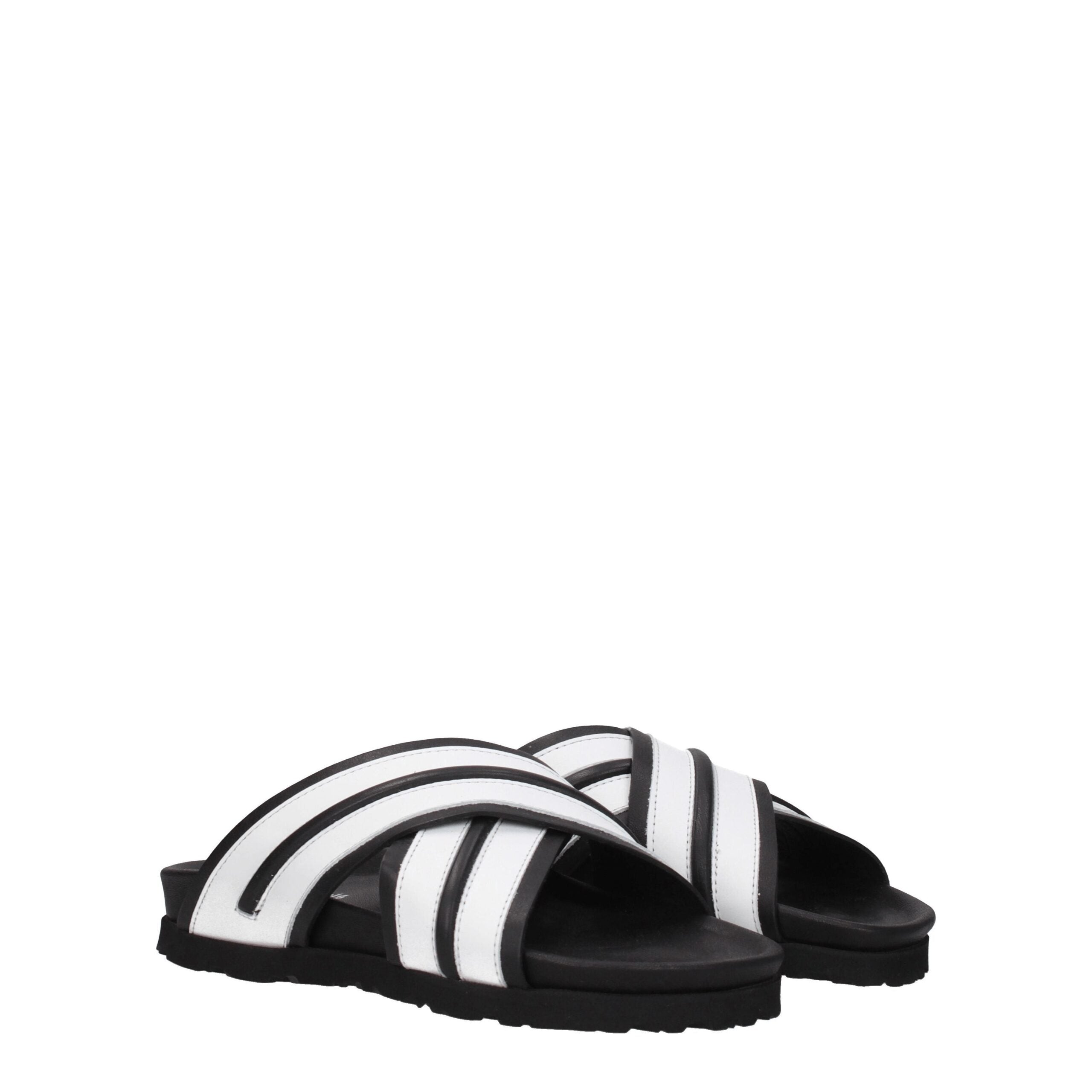 Palm Angels Weiße Lederpantoffeln Sandalen
