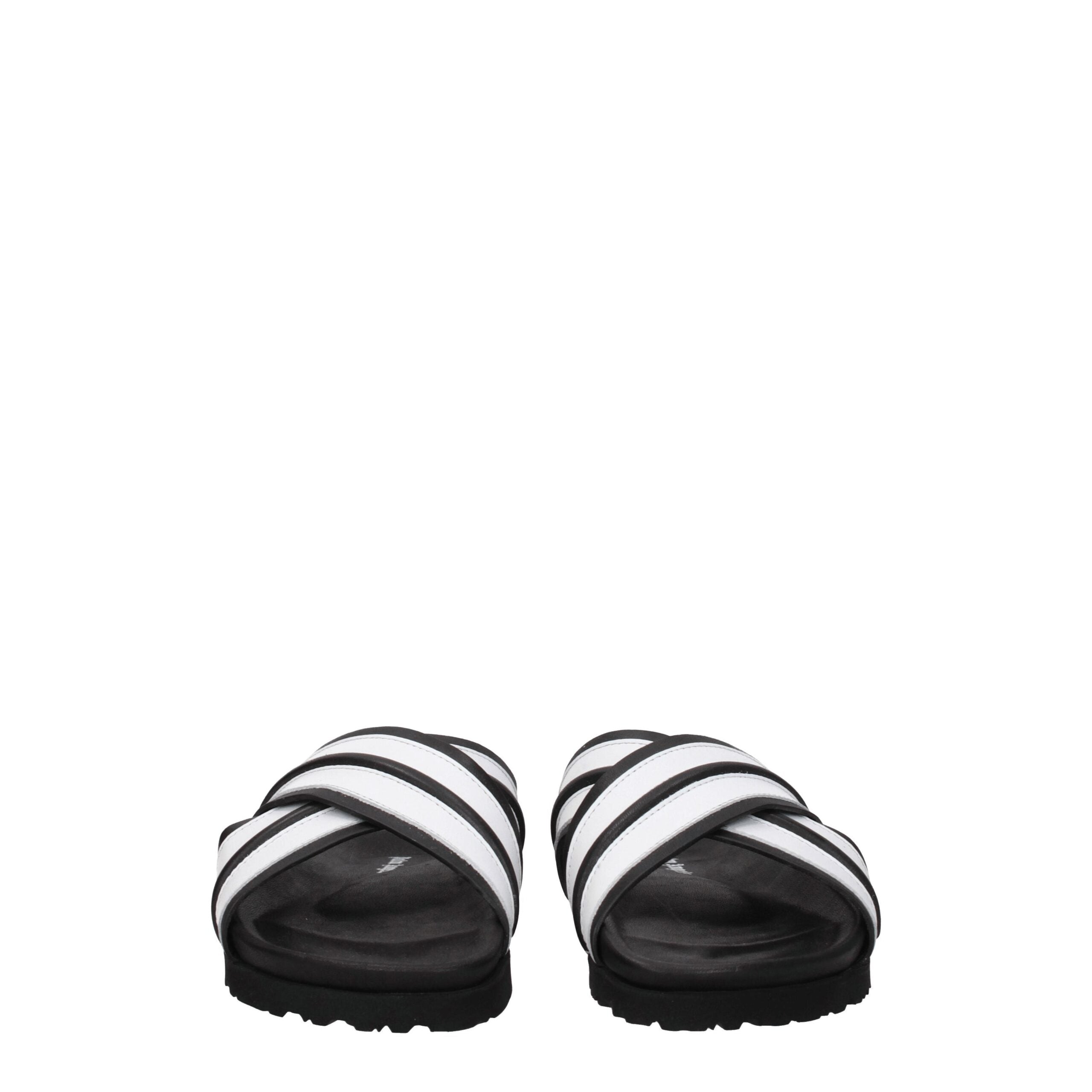 Palm Angels Weiße Lederpantoffeln Sandalen
