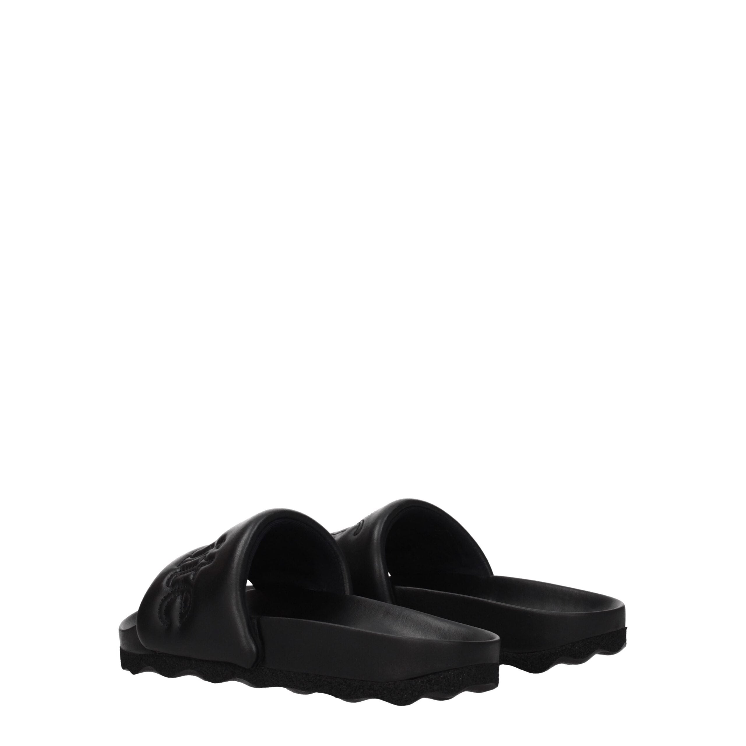 Off-White Schwarze Lederpantoffeln Sandalen