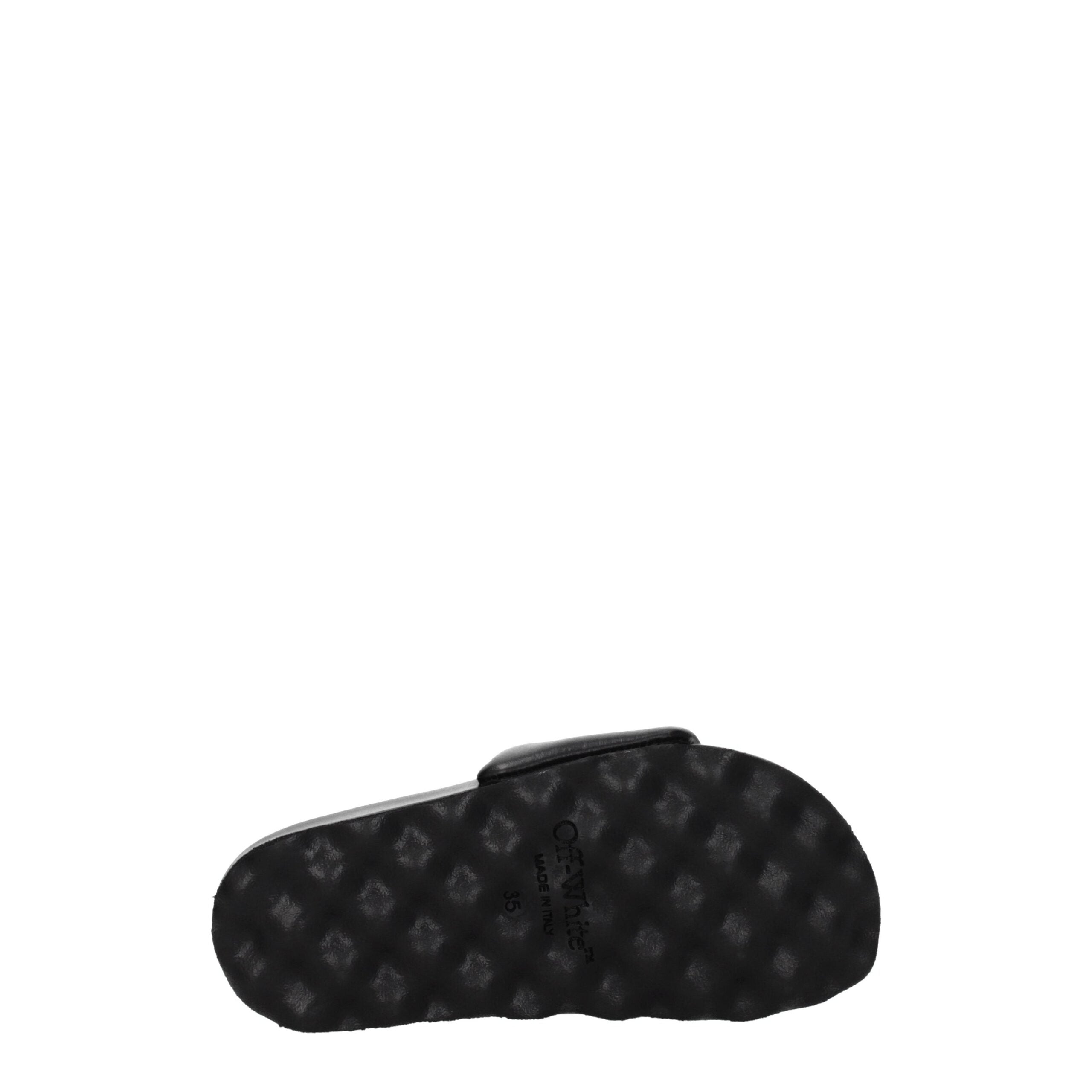 Off-White Schwarze Lederpantoffeln Sandalen