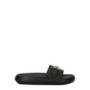 Versace Schwarze Lederpantoffeln Sandalen