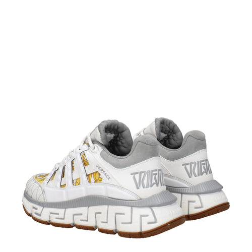 Versace Weißer Stoff Sportliche Turnschuhe