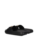 Versace Schwarze Lederpantoffeln Sandalen