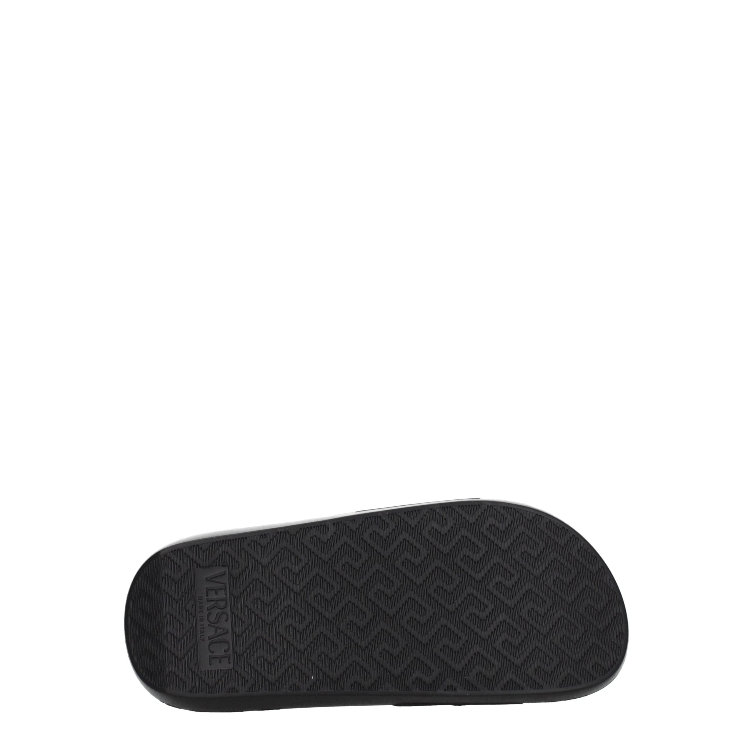 Versace Schwarze Lederpantoffeln Sandalen