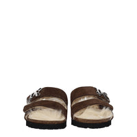 Palm Angels Braune Lederpantoffeln Sandalen